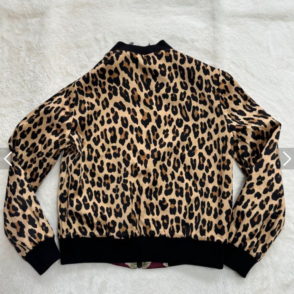 Alice + olivia Reversible Blouson Flower Pattern/Leopard Pattern Bomber Jacket - Picture 10 of 10
